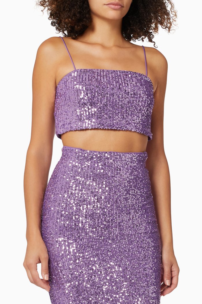 

Line Slip Sequin Crop Top, Purple