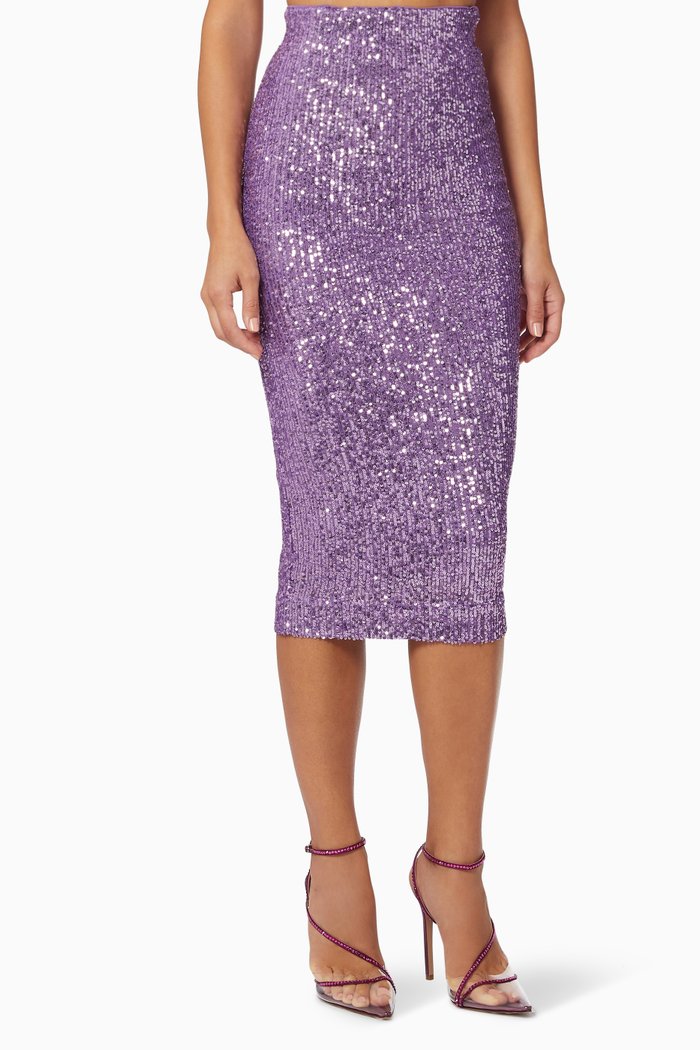 

Tasha Sequin Pencil Skirt, Purple