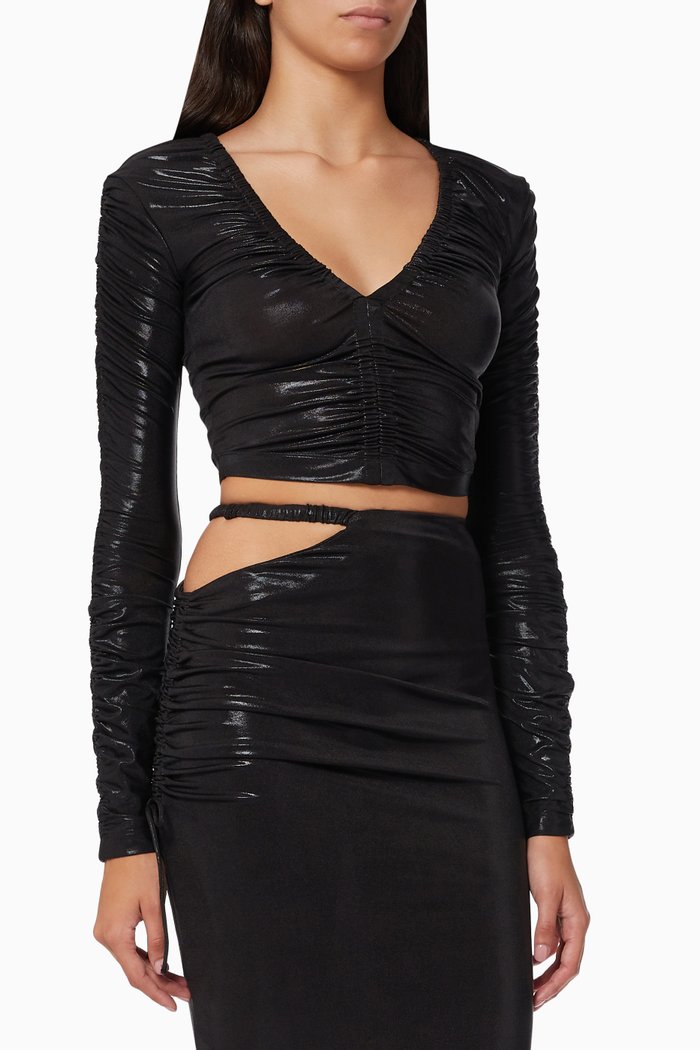

Adelyn Ruched Crop Top, Black