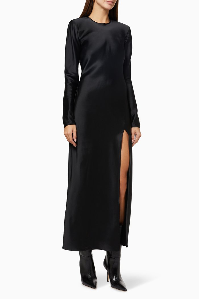 

Harley Midi Dress in Satin, Black