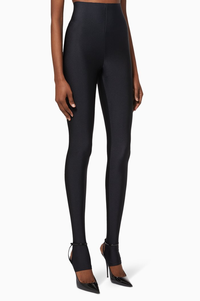 

Holly Stirrup 80s Leggings in Nylon, Black