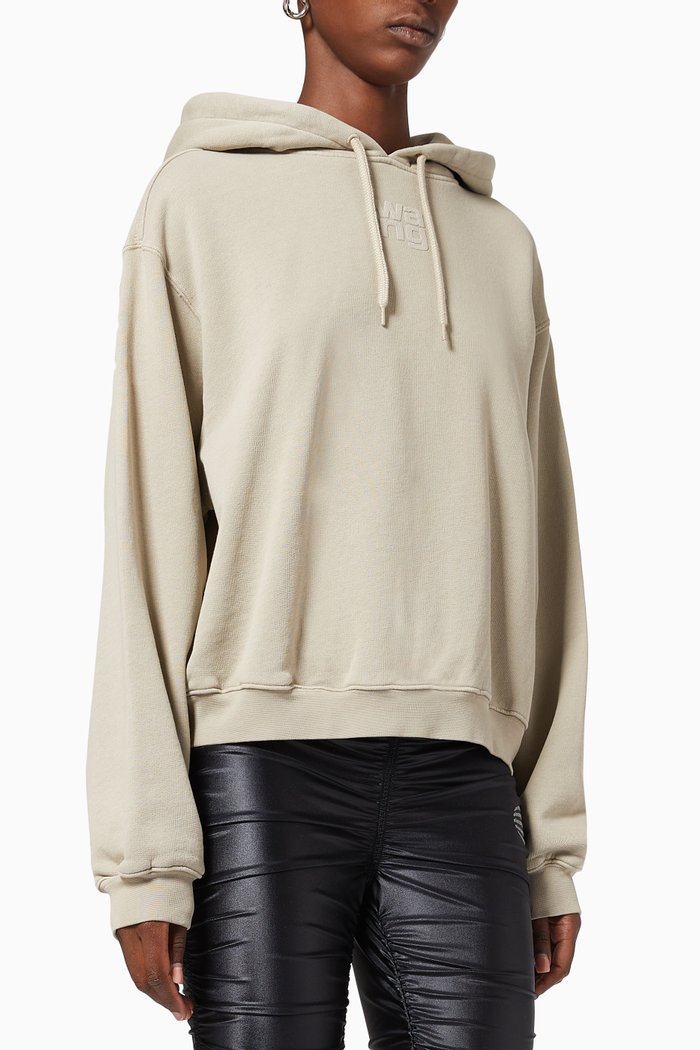 

Puff Logo Hoodie in Structured Terry, Neutral