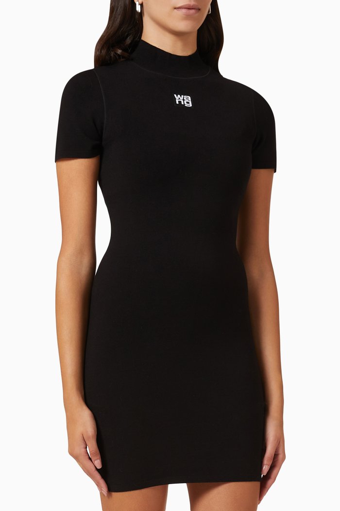 

Bodycon Mini Dress in Knit, Black