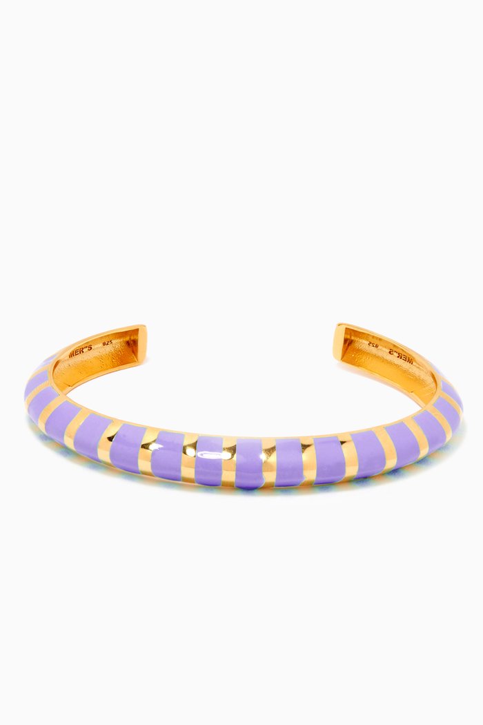 

Jelly Roll Cuff Bracelet in 24k Gold Plated Sterling Silver, Blue