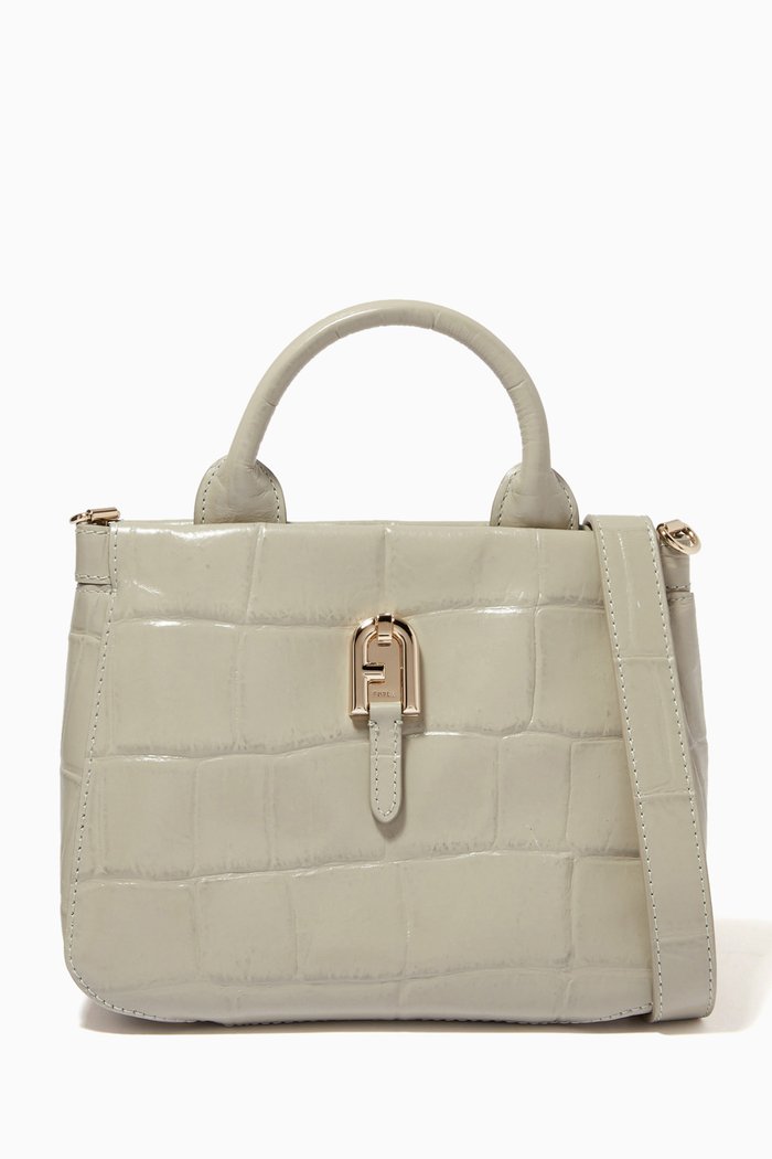

Mini 1927 Marmo Mini Tote Bag in Croc-embossed Leather, Neutral