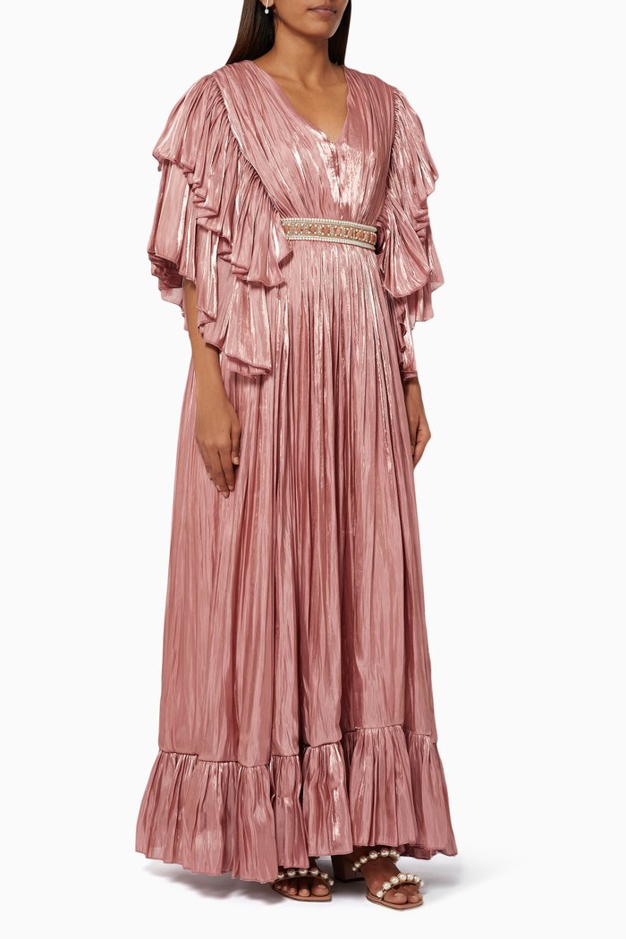 

Ruffle Dress with Royal Jewel Belt, Pink