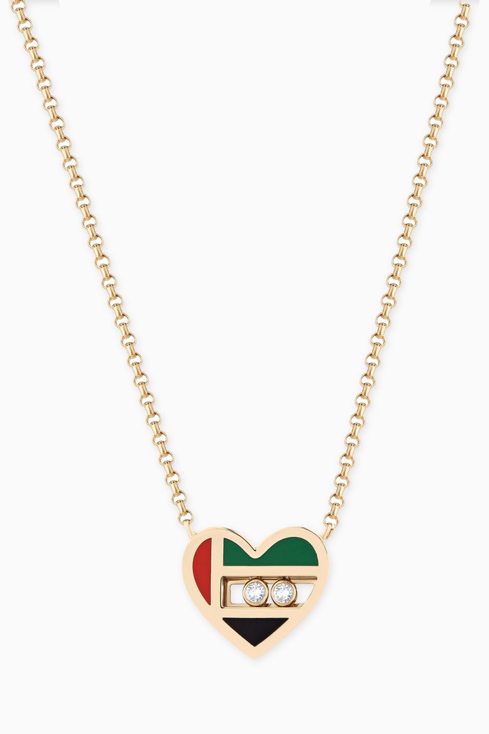 

Sliding Diamonds UAE Heart Pendant in 18kt Yellow Gold