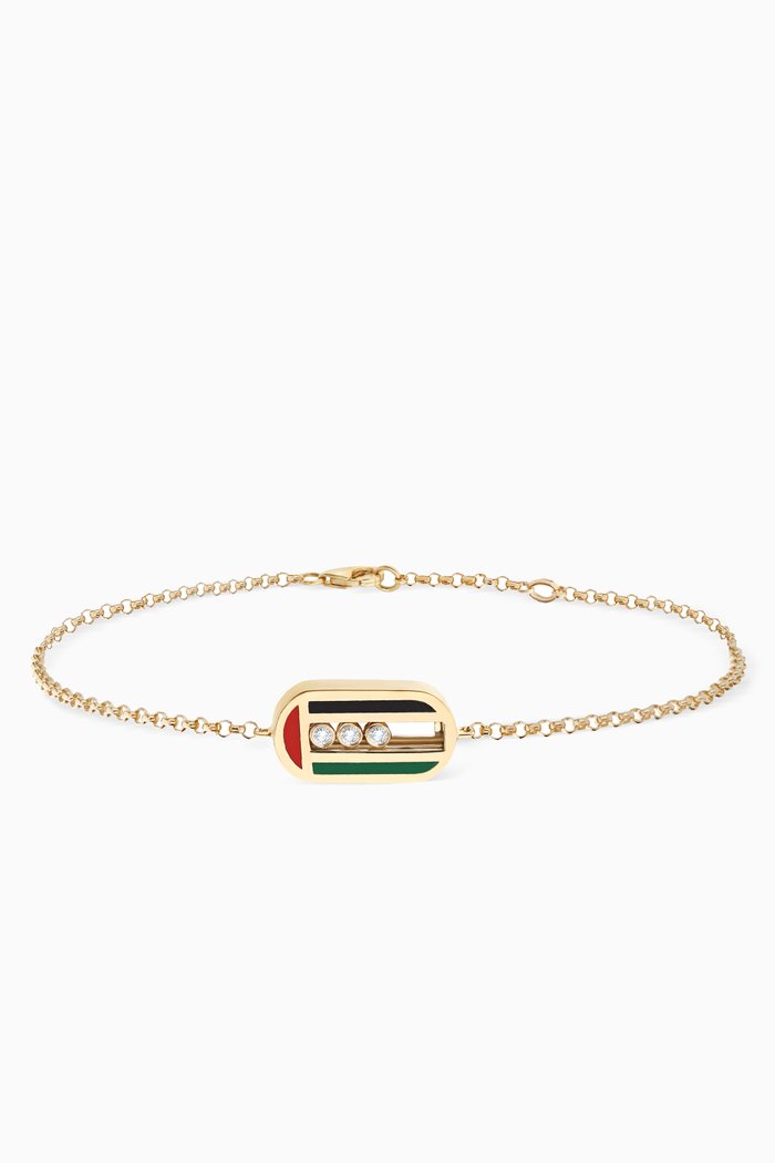 Sliding Diamonds UAE Oval Bracelet in 18kt Yellow Gold