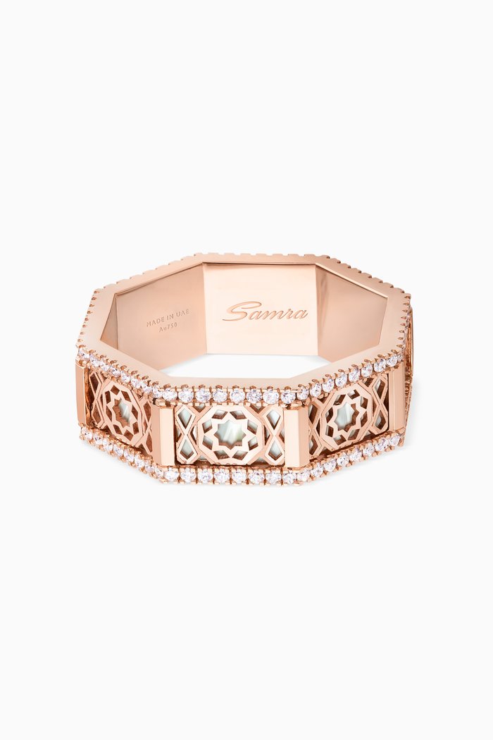 

Oud Turath Band Ring with Diamonds in 18kt Rose Gold