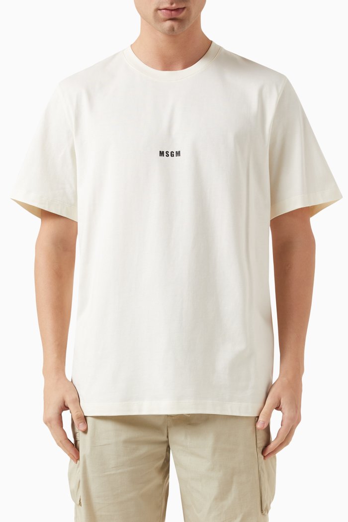 

MSGM Micro Logo T-shirt in Jersey, Neutral