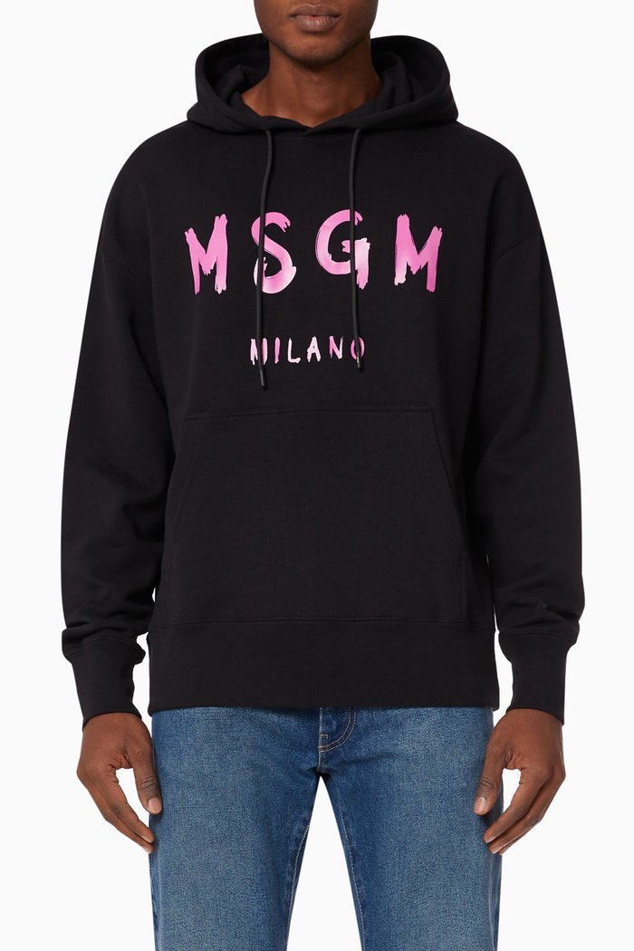 Logo Hoodie in Cotton, Black