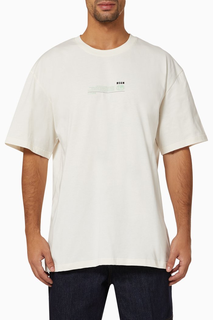 MSGM Future Logo T-shirt in Cotton, Neutral