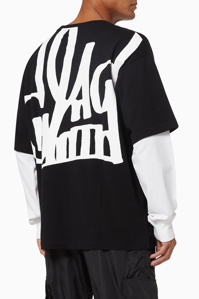 

x Katsu Double Sleeve T-shirt in Cotton Jersey, Black