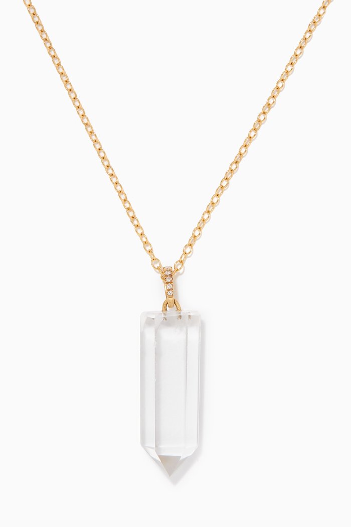 

Iqra Necklace with Clear Quartz & Diamonds in 18kt Yellow Gold