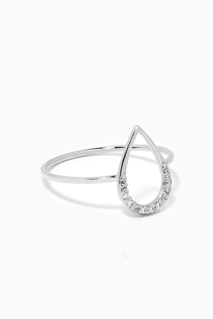 

Aria Pear Ring with Diamonds in 18kt White Gold