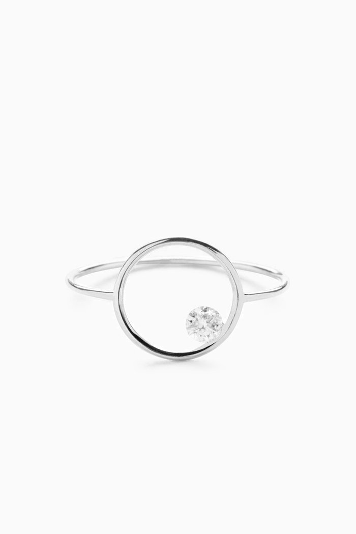 Echo Eclipse Ring with Diamond in 18kt White Gold