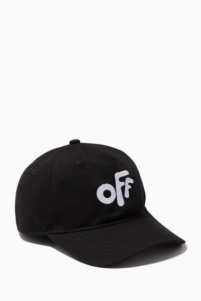 

Rounded Logo Baseball Cap in Cotton, Black