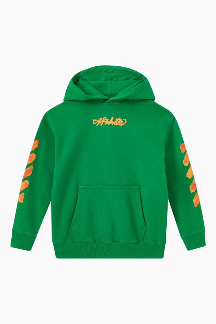 

Script Logo Hoodie in Cotton Jersey, Green