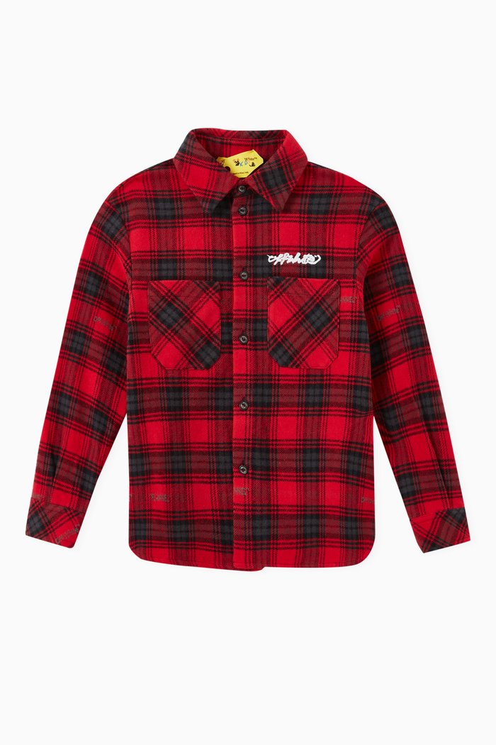 

Arrows Flannel Shirt in Cotton Blend, Red