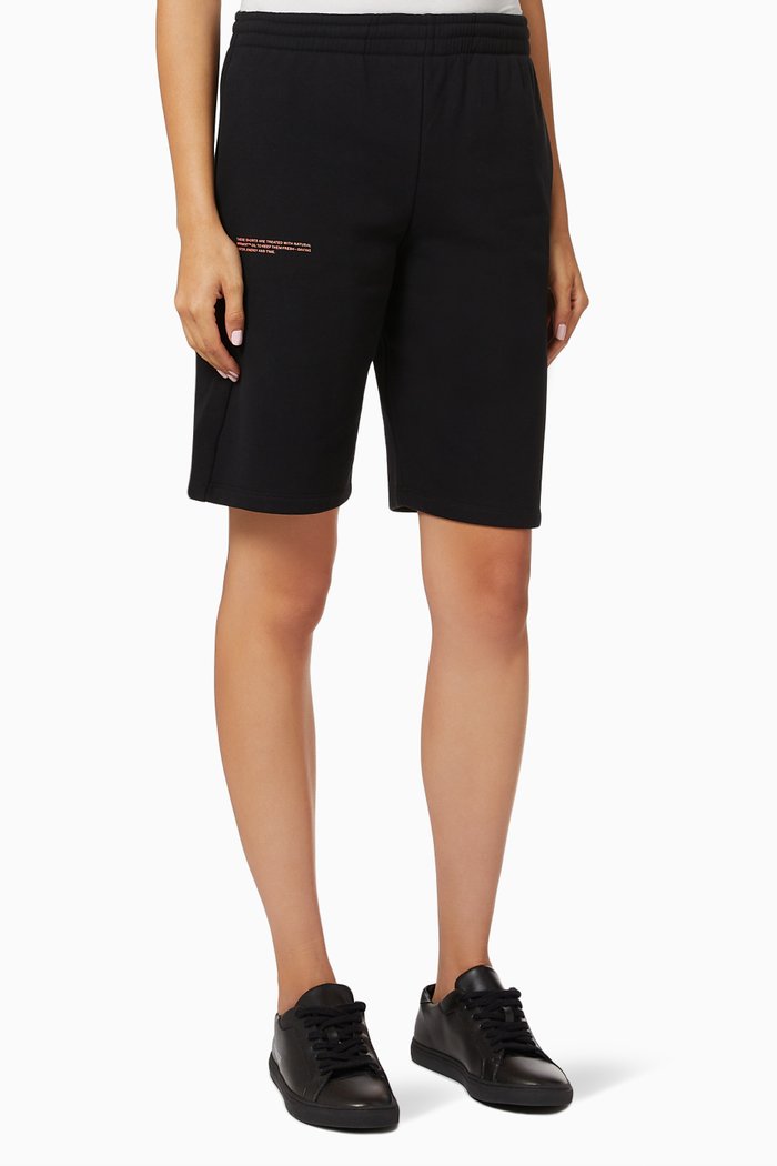 Lightweight Organic Cotton Long Shorts, Black