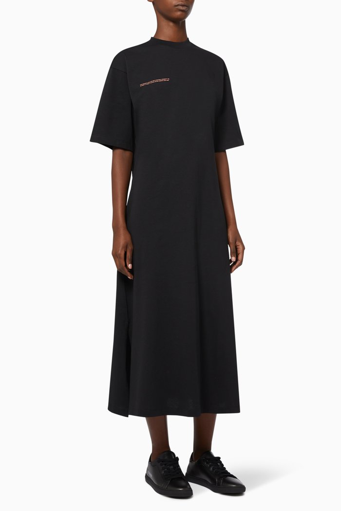 

Lightweight Organic Cotton Long T-shirt Dress, Black