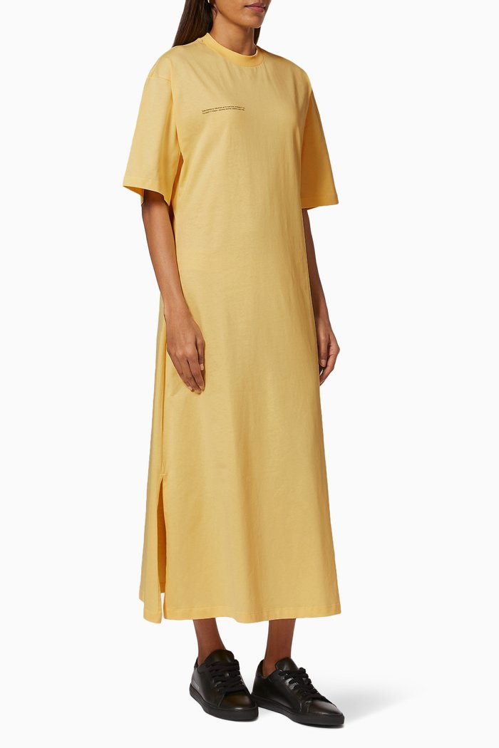 

Lightweight Organic Cotton Long T-shirt Dress, Yellow