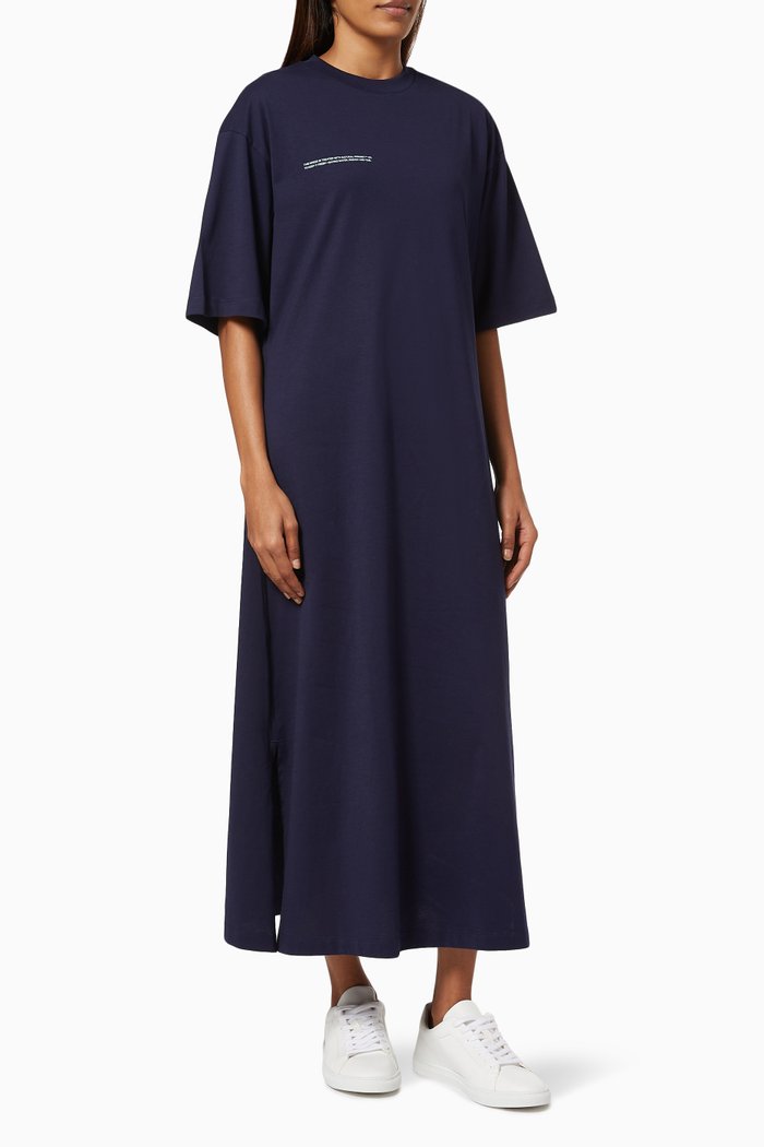 

Lightweight Organic Cotton Long T-shirt Dress, Blue