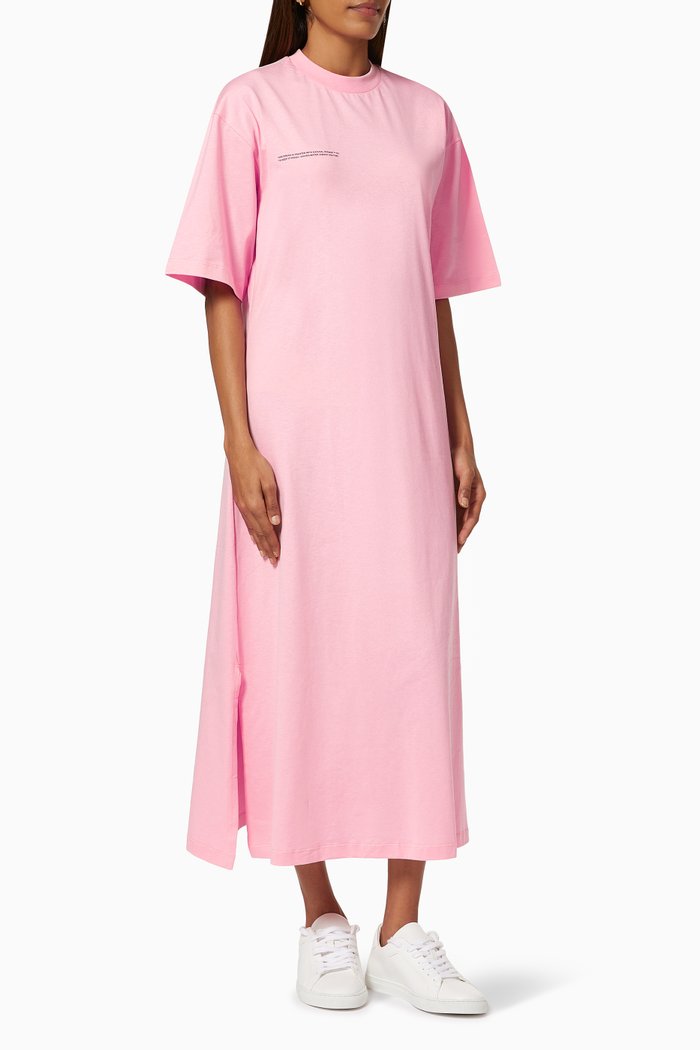 Lightweight Organic Cotton Long T-shirt Dress, Pink
