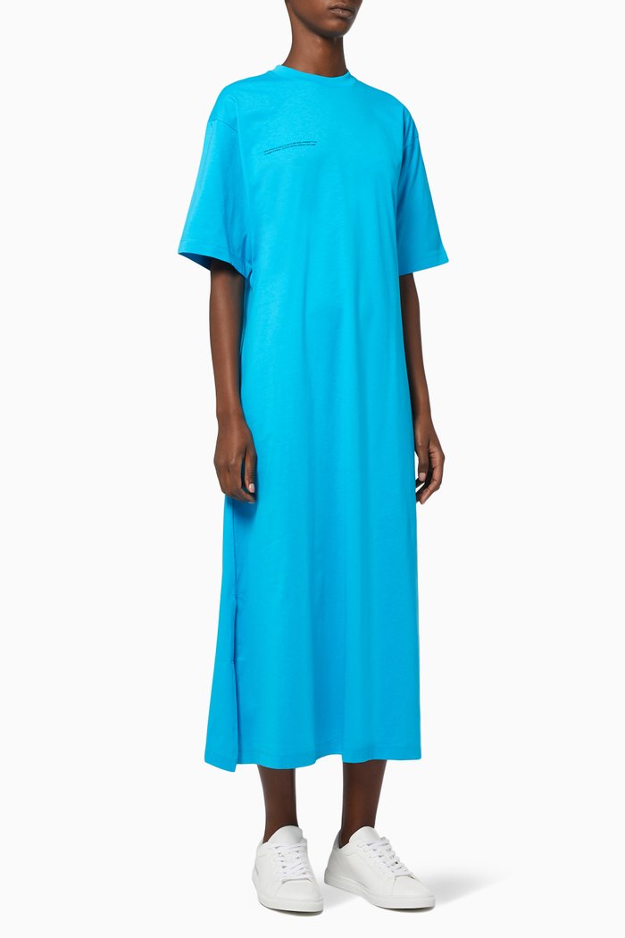 

Lightweight Organic Cotton Long T-shirt Dress, Blue