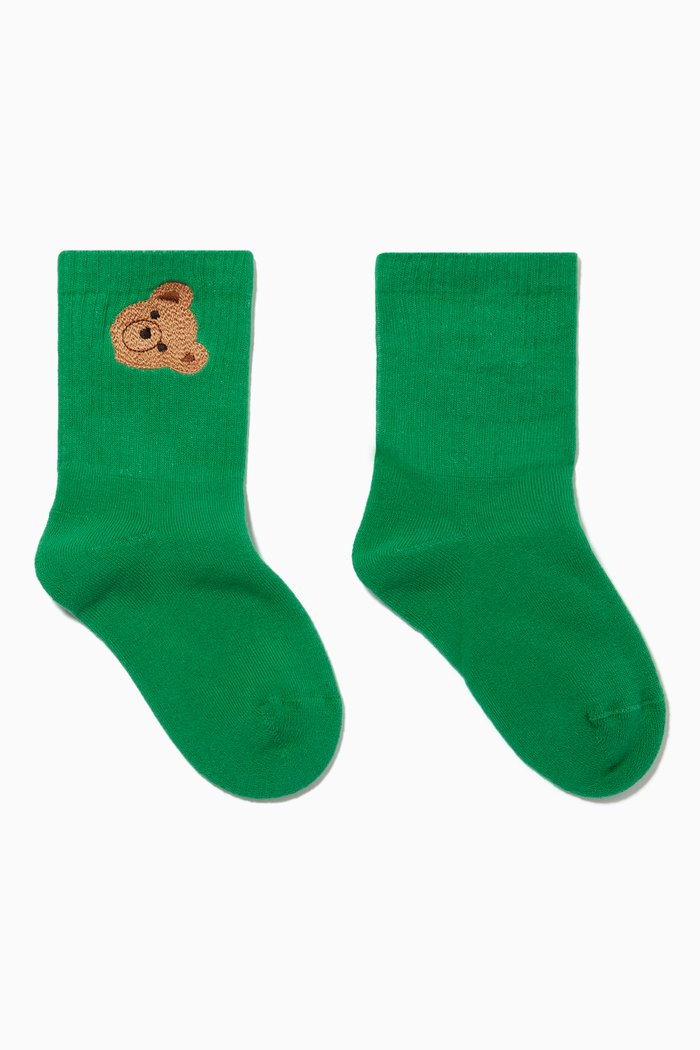 

Bear Mid Length Socks in Cotton Blend, Green