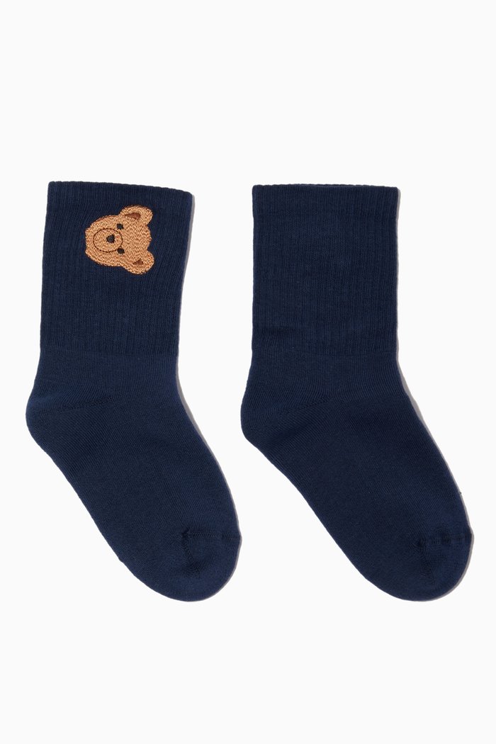 

Bear Mid Length Socks in Cotton Blend, Blue