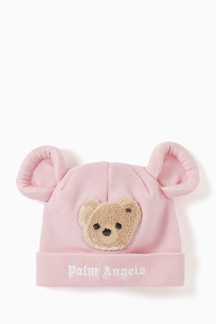 

Bear Beanie in Virgin Wool Knit, Pink