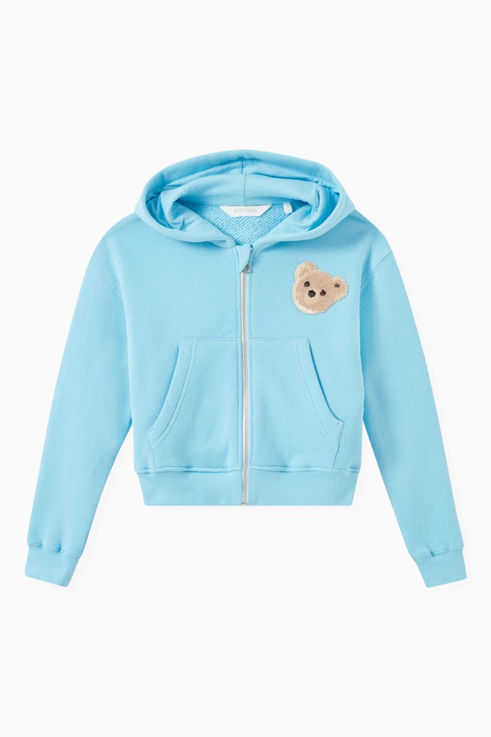 

Bear Zip Hoodie in Cotton Terry, Blue