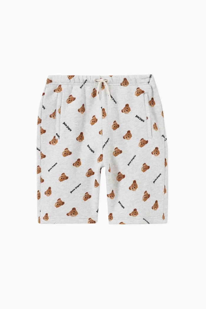 

All Over Bear Shorts in Cotton Terry, Grey