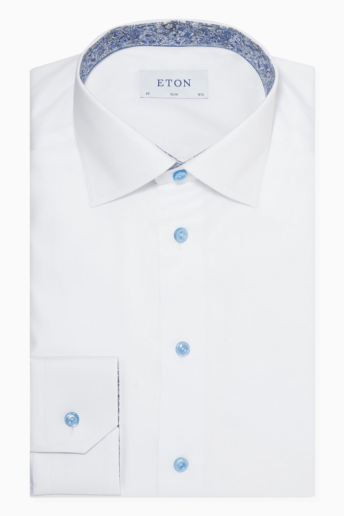 

Paisley Slim Fit Shirt in Cotton Twill, White