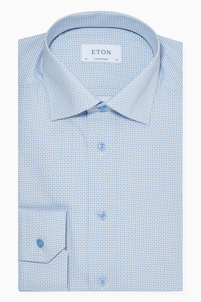 

Medallion Print Shirt in Cotton Poplin, Blue