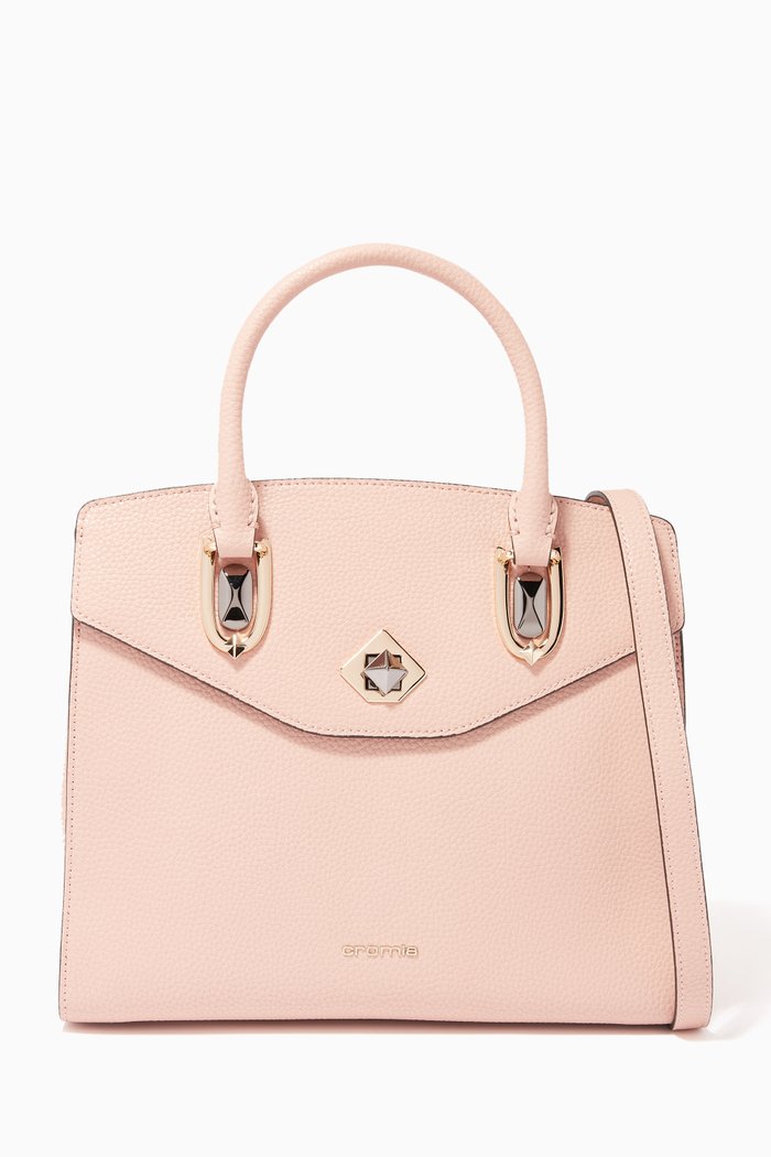 

Salvia Handbag in Grained Leather, Pink