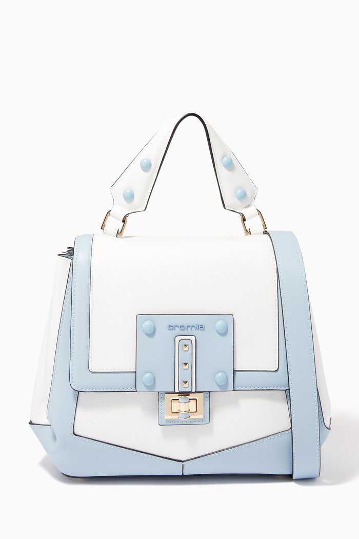 

Delfina Handbag in Micro-grain Calfskin Leather, Blue