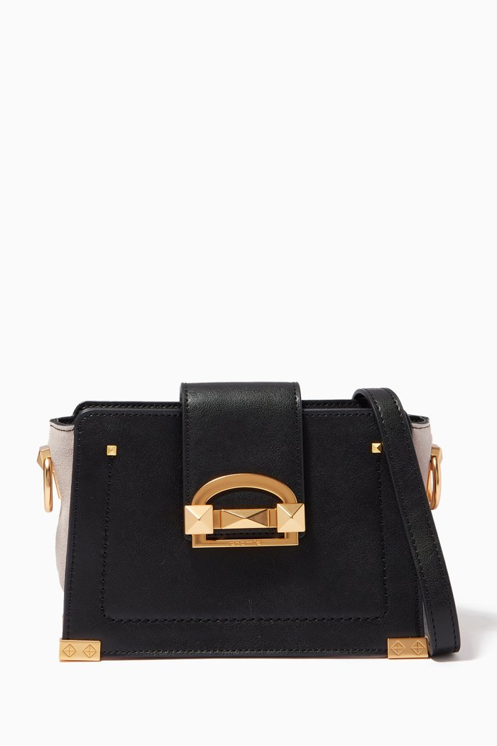Small Kiki Crossbody in Calfskin & Suede, Black
