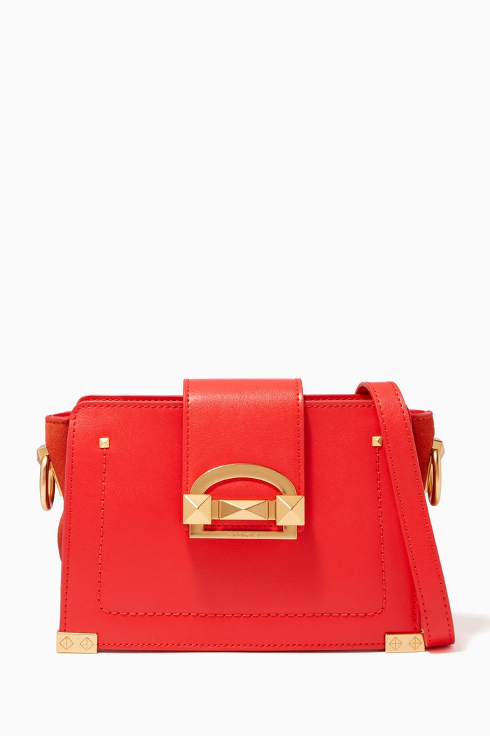 

Small Kiki Crossbody in Calfskin & Suede, Red