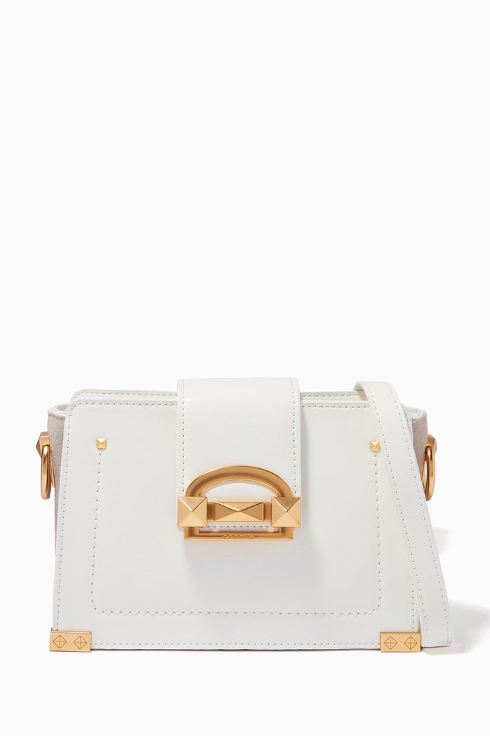 

Small Kiki Crossbody in Calfskin & Suede, White