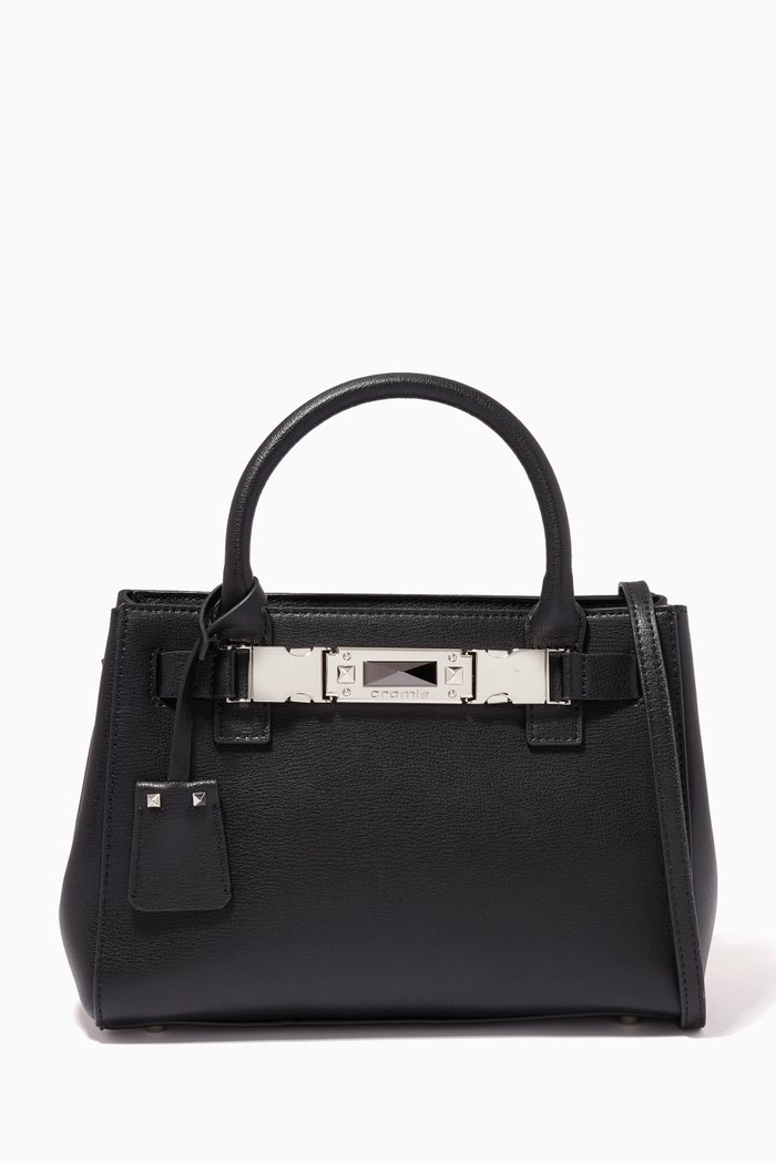 Small Sapphire Handbag in Micro-grain Calfskin, Black