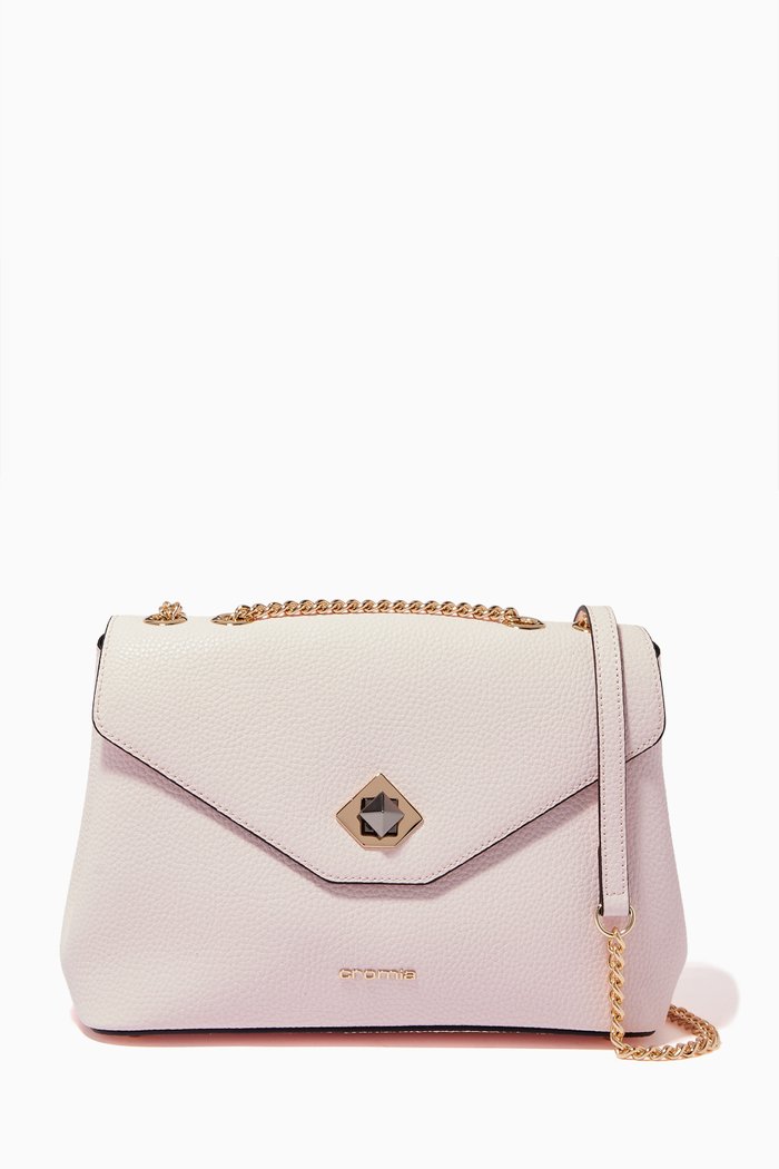 

Ambra Handbag in Micro-grain Calfskin Leather, Pink