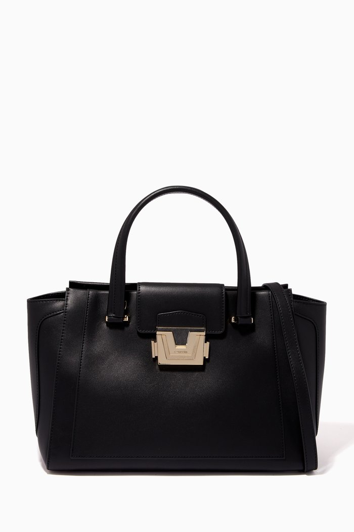 Erica Handbag in Calfskin Leather, Black