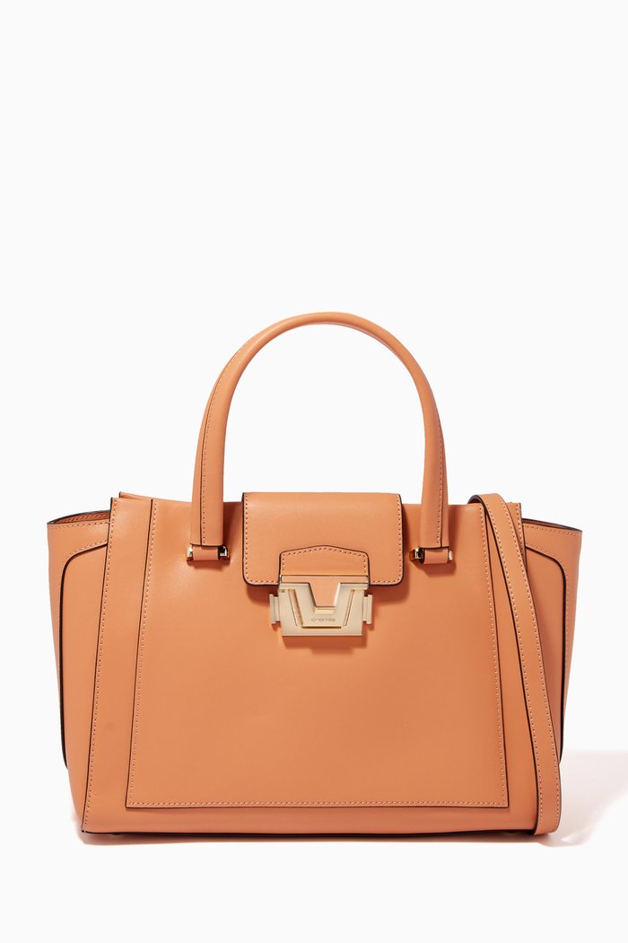 

Erica Handbag in Calfskin Leather, Brown