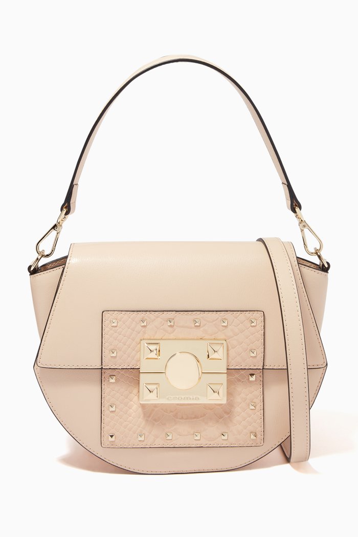 

Mystic Handbag in Micro-grain Python-print Calfskin Leather, Neutral