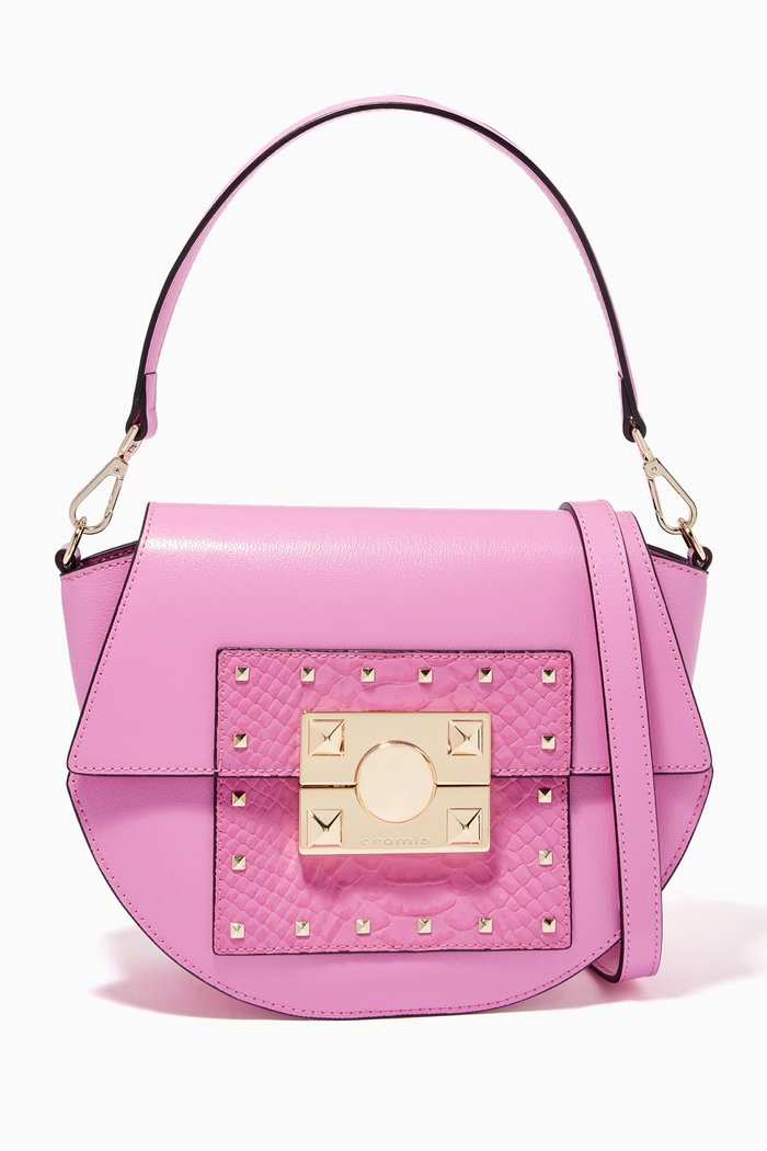 

Mystic Handbag in Micro-grain Python-print Calfskin Leather, Purple