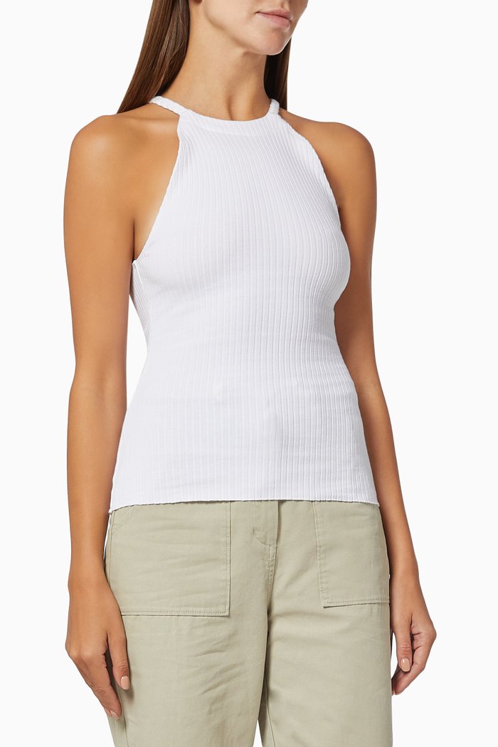 

Braided Halter Top in Rib Knit, White