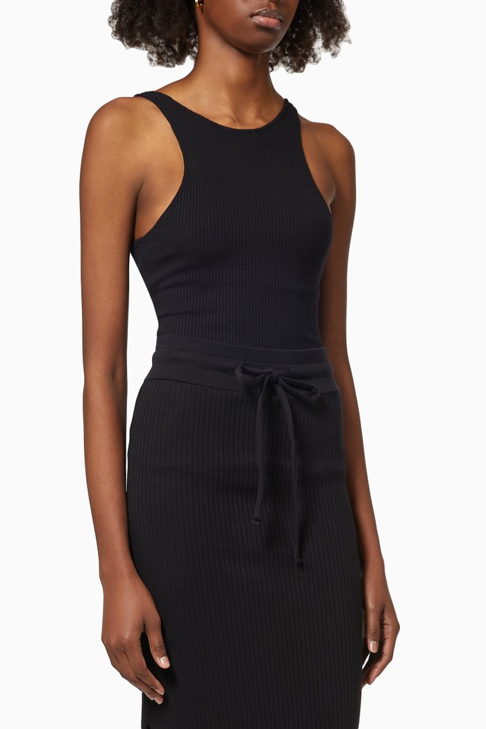 

Braided Bodysuit in Alloy Rib-knit, Black