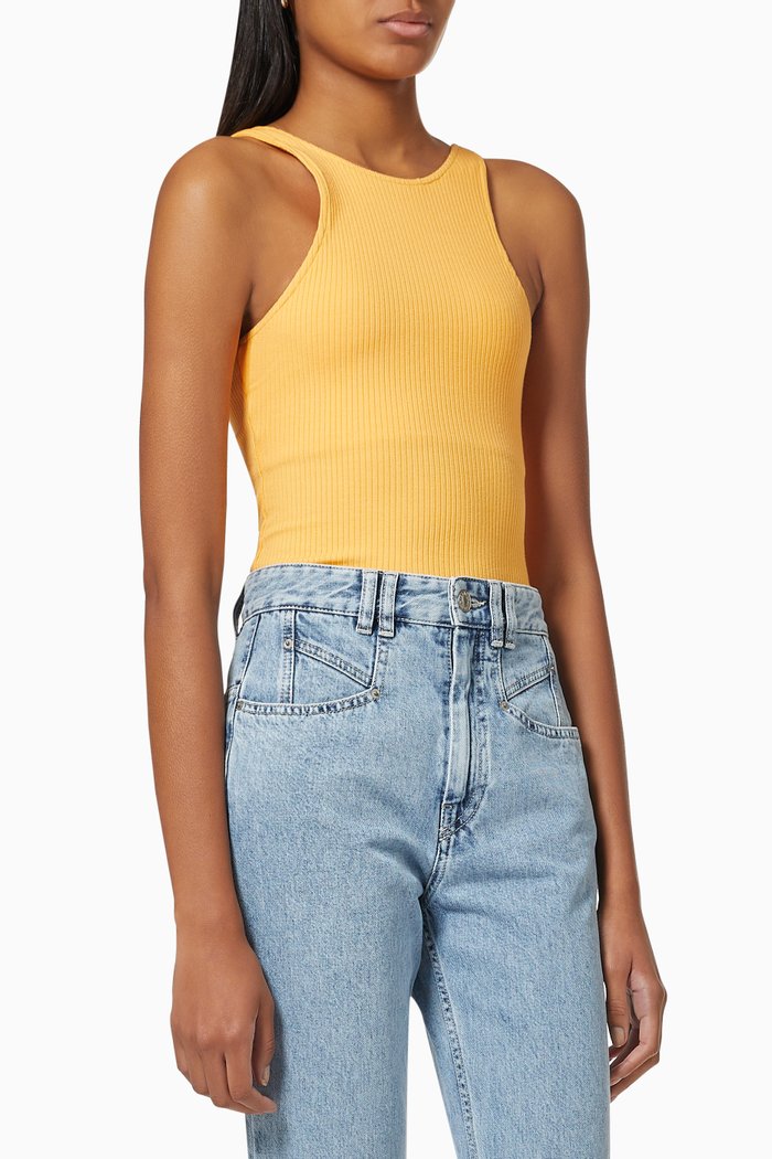 

Braided Bodysuit in Alloy Rib-knit, Orange
